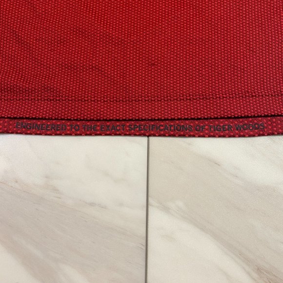 Nike Tiger Woods Collarless Blade Golf Polo Red Dri Fit Medium M - Picture 7 of 9